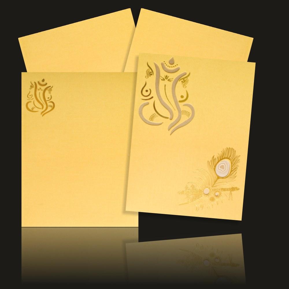 Royal Blue Shading With Cut Ganesha Wedding Card-KNCM101G-2